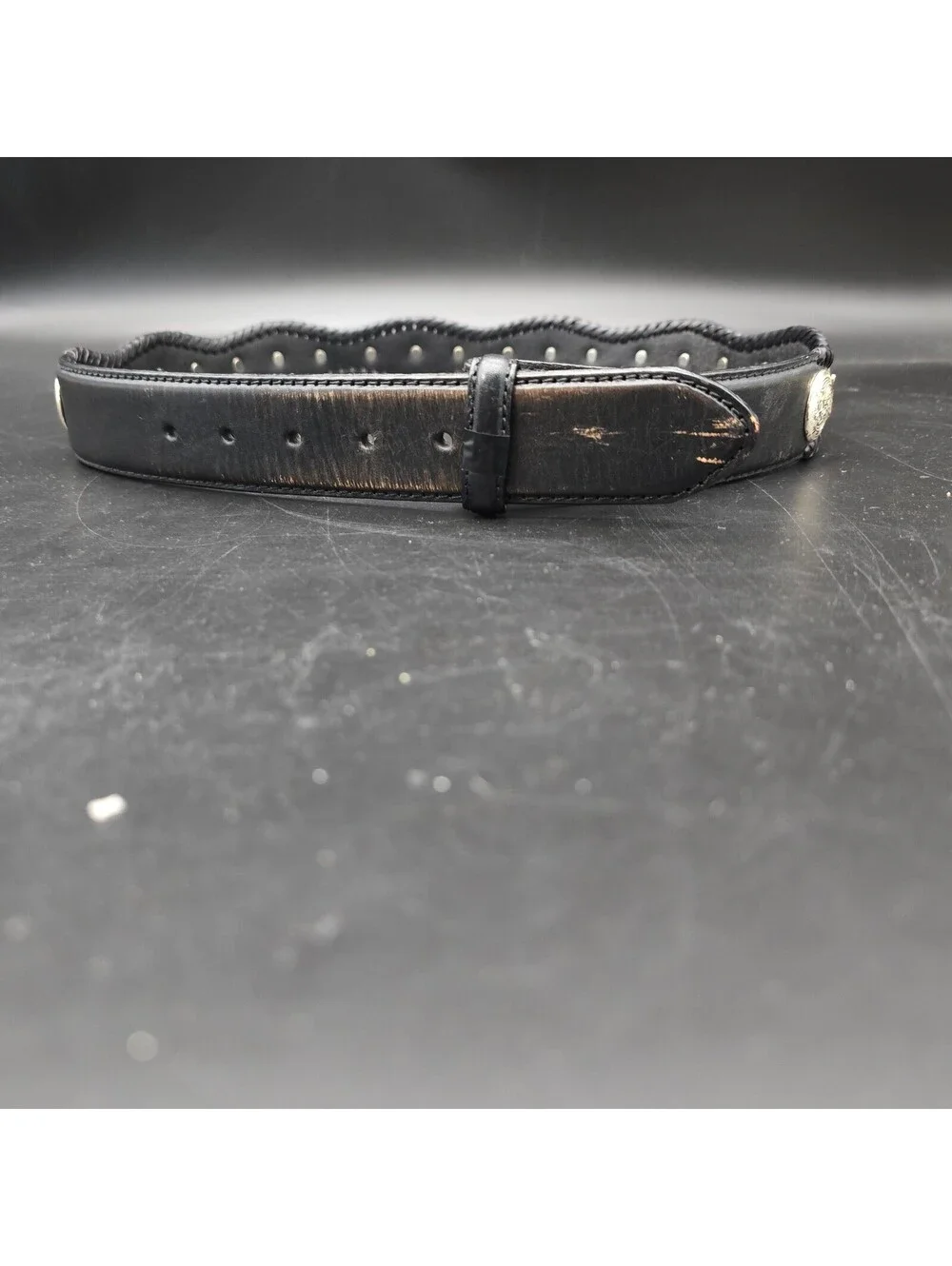 Vintage Tony Lama Men's Scalloped Leather Western Concho Belt — Size 34